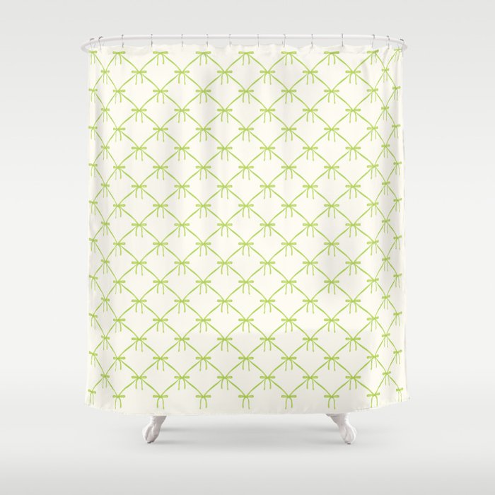 Bows & Ribbons Pattern V Green Shower Curtain Gallery Image 1