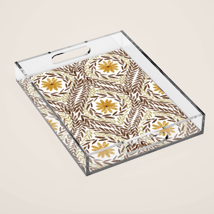 Golden Daisy Swirl Acrylic Tray Gallery Image 1