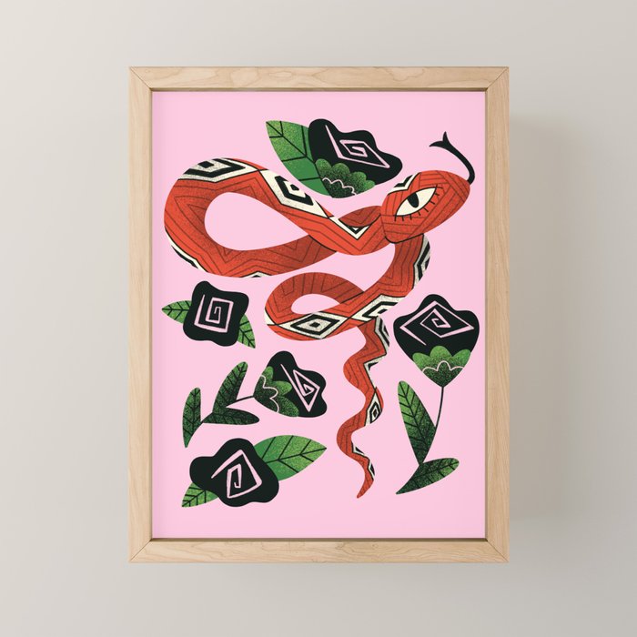 Snake with Black Roses Lunar New Year Art Mini Art Print Gallery Image 1