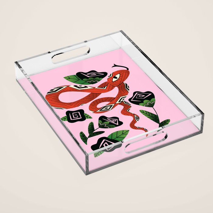 Snake with Black Roses Lunar New Year Art Acrylic Tray Gallery Image 1