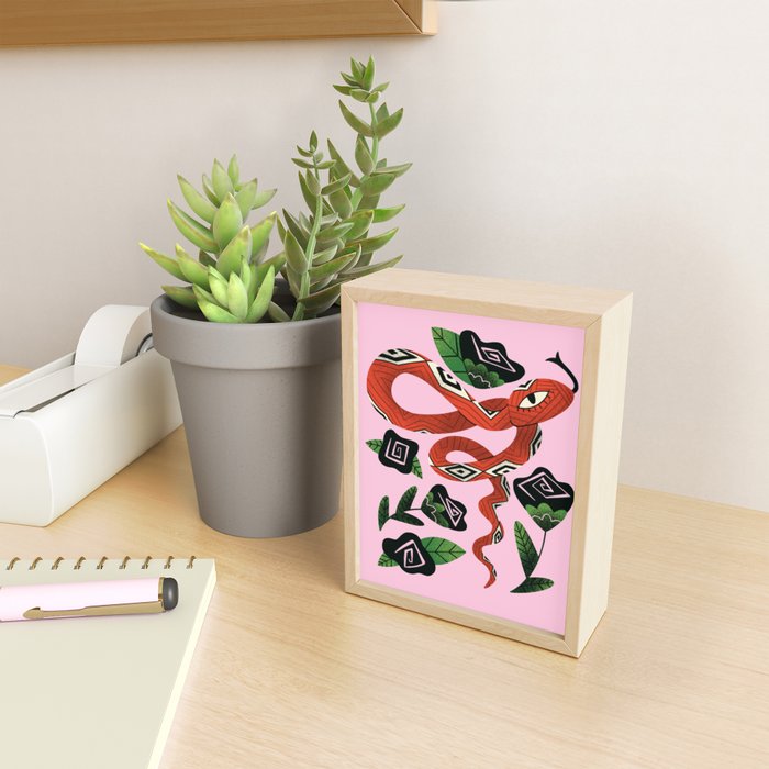 Snake with Black Roses Lunar New Year Art Mini Art Print Gallery Image 2