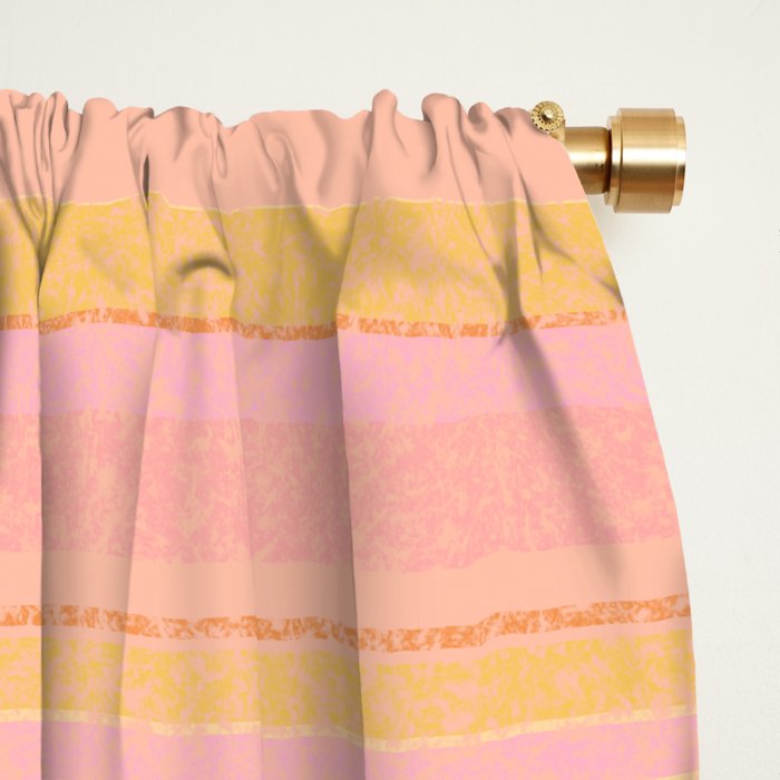 Textured Summer Stripes Pink Orange Yellow Window Curtain Gallery Image 2