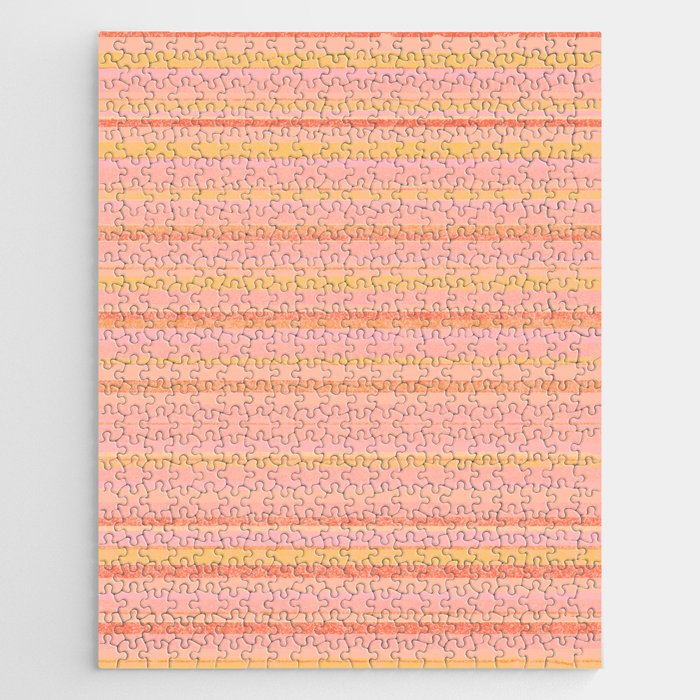 Textured Summer Stripes Pink Orange Yellow Jigsaw Puzzle Gallery Image 1