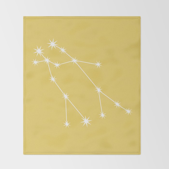 Gemini Zodiac Star Constellation Line Art Soft Yellow Throw Blanket Gallery Image 2