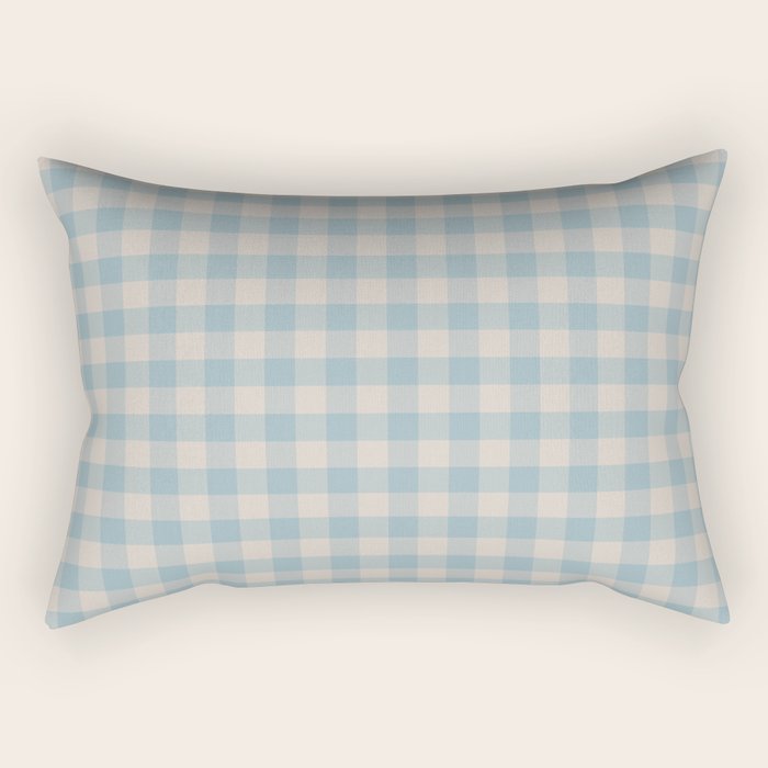 Pastel Blue Gingham Plaid Pattern Rectangular Pillow Gallery Image 1
