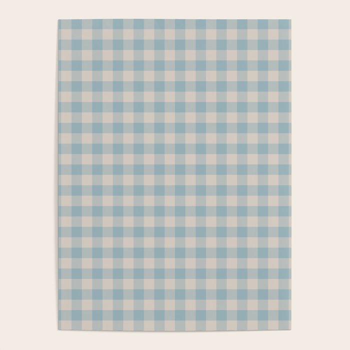 Pastel Blue Gingham Plaid Pattern Poster Gallery Image 1