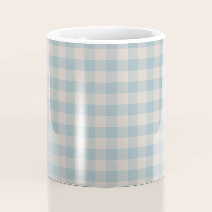 Pastel Blue Gingham Plaid Pattern Coffee Mug Gallery Image 4