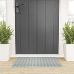 Pastel Blue Gingham Plaid Pattern Welcome Mat Gallery Image 3