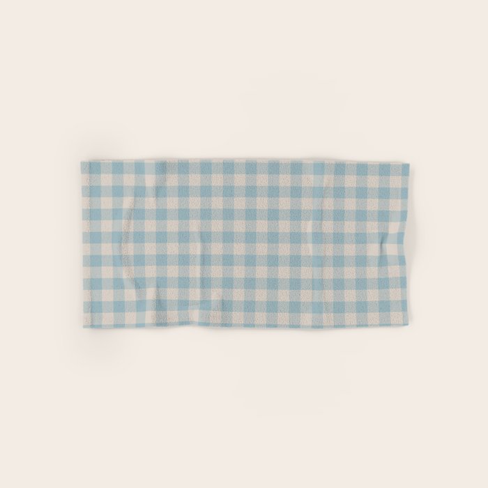 Pastel Blue Gingham Plaid Pattern Bath Towel Gallery Image 1