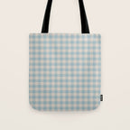 Pastel Blue Gingham Plaid Pattern Tote Bag Gallery Image 1