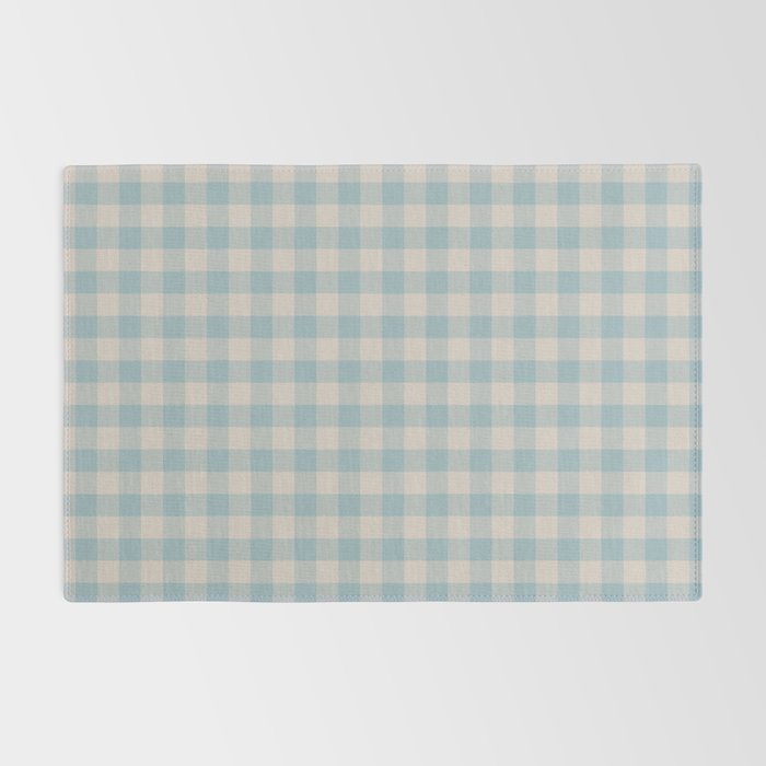 Pastel Blue Gingham Plaid Pattern Rug Gallery Image 2