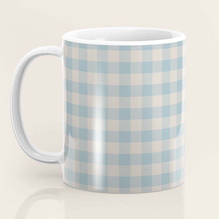 Pastel Blue Gingham Plaid Pattern Coffee Mug Gallery Image 3