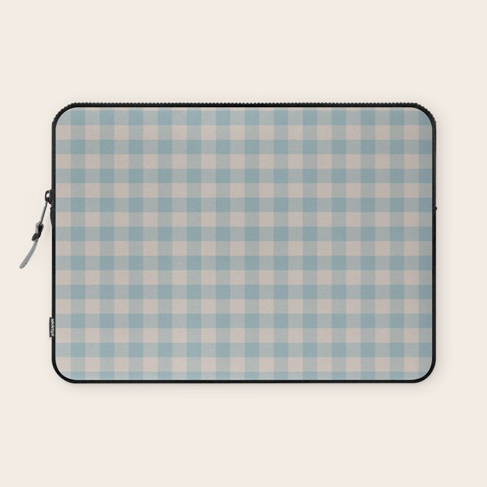 Pastel Blue Gingham Plaid Pattern Laptop Sleeve Gallery Image 1