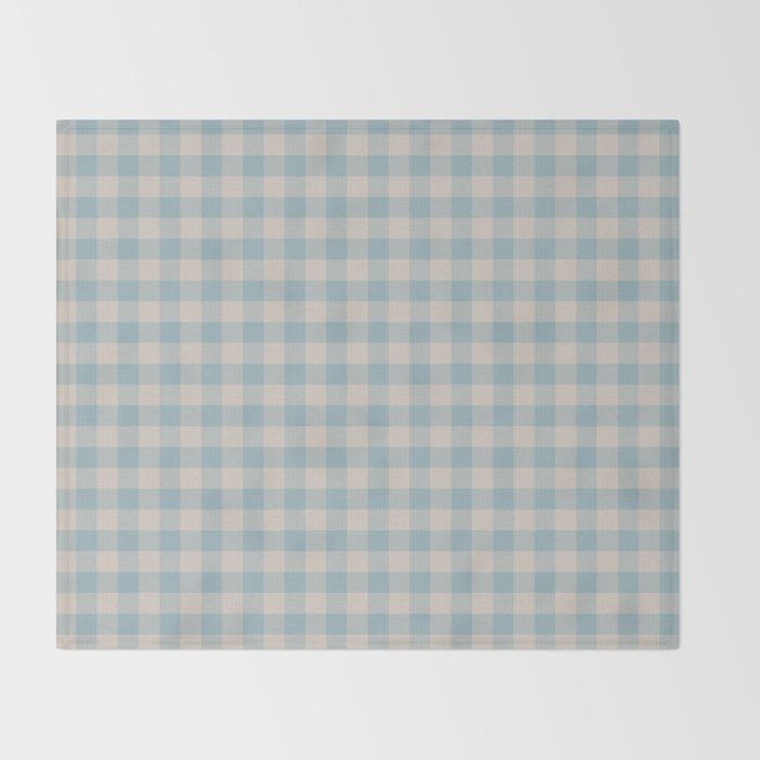 Pastel Blue Gingham Plaid Pattern Throw Blanket Gallery Image 2