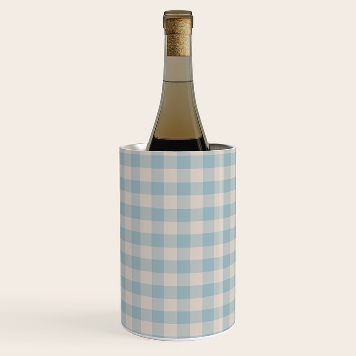 Pastel Blue Gingham Plaid Pattern Wine Chiller Gallery Image 1