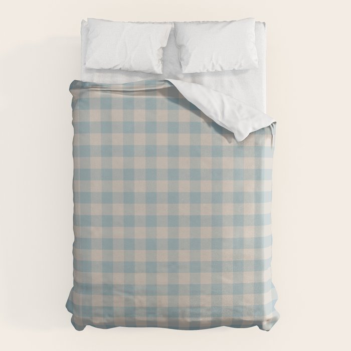 Pastel Blue Gingham Plaid Pattern Duvet Cover Gallery Image 1
