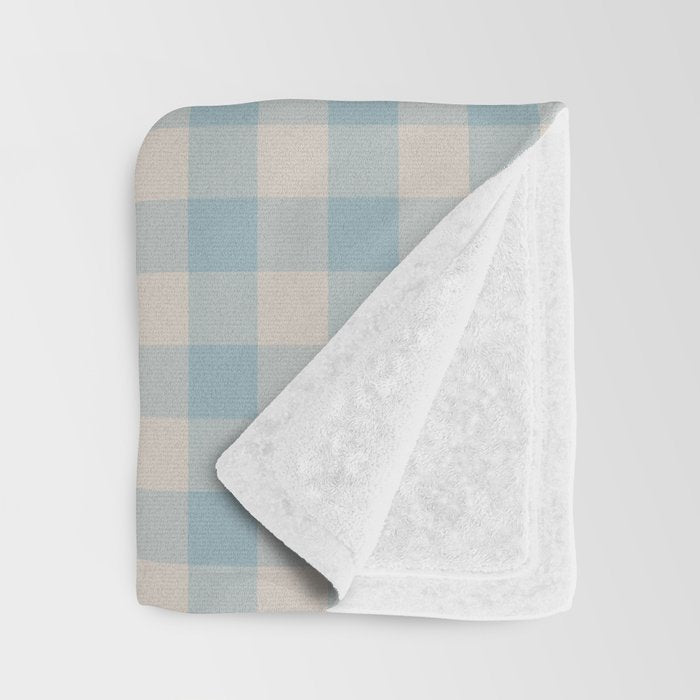 Pastel Blue Gingham Plaid Pattern Throw Blanket Gallery Image 3