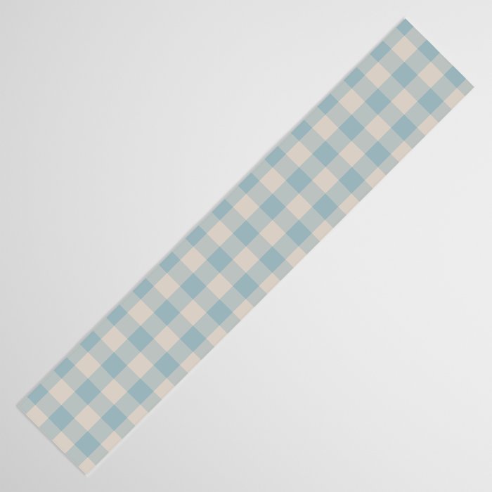 Pastel Blue Gingham Plaid Pattern Table Runner Gallery Image 3