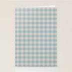Pastel Blue Gingham Plaid Pattern Stationery Card Gallery Image 2