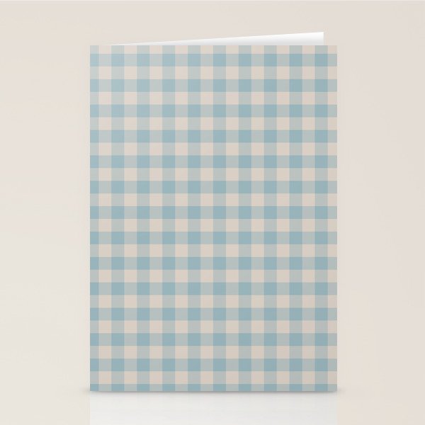 Pastel Blue Gingham Plaid Pattern Stationery Card Gallery Image 2