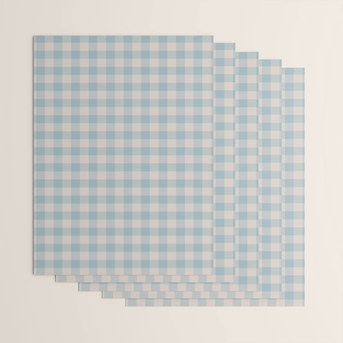 Pastel Blue Gingham Plaid Pattern Wrapping Paper Gallery Image 3