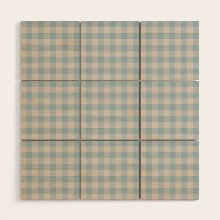 Pastel Blue Gingham Plaid Pattern Wood Wall Art Gallery Image 2