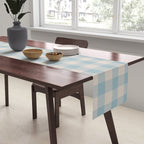 Pastel Blue Gingham Plaid Pattern Table Runner Gallery Image 2