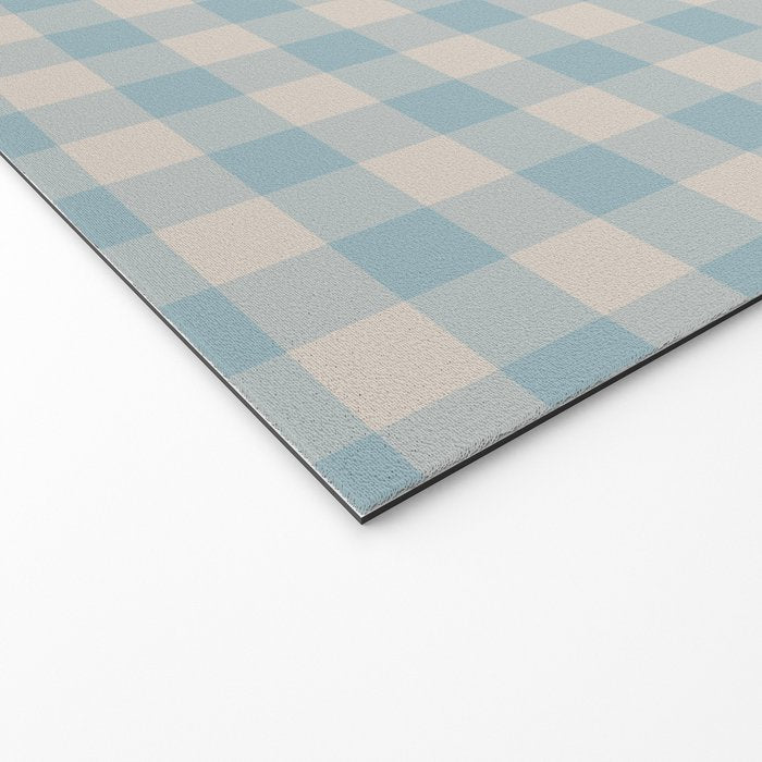 Pastel Blue Gingham Plaid Pattern Welcome Mat Gallery Image 2