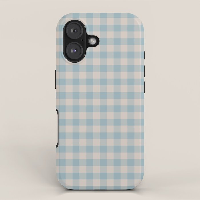 Pastel Blue Gingham Plaid Pattern iPhone Case Gallery Image 1