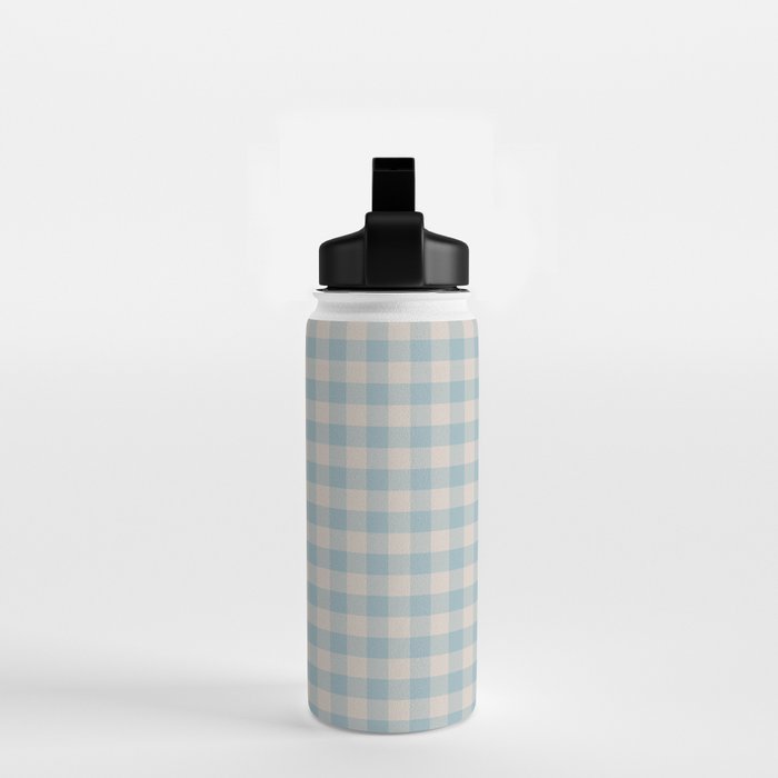 Pastel Blue Gingham Plaid Pattern Water Bottle Gallery Image 2