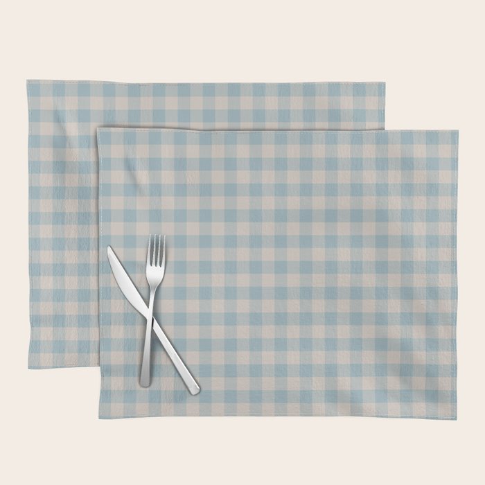 Pastel Blue Gingham Plaid Pattern Placemat Gallery Image 1