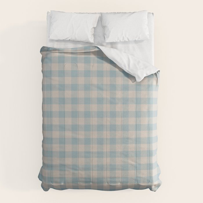 Pastel Blue Gingham Plaid Pattern Comforter Gallery Image 1