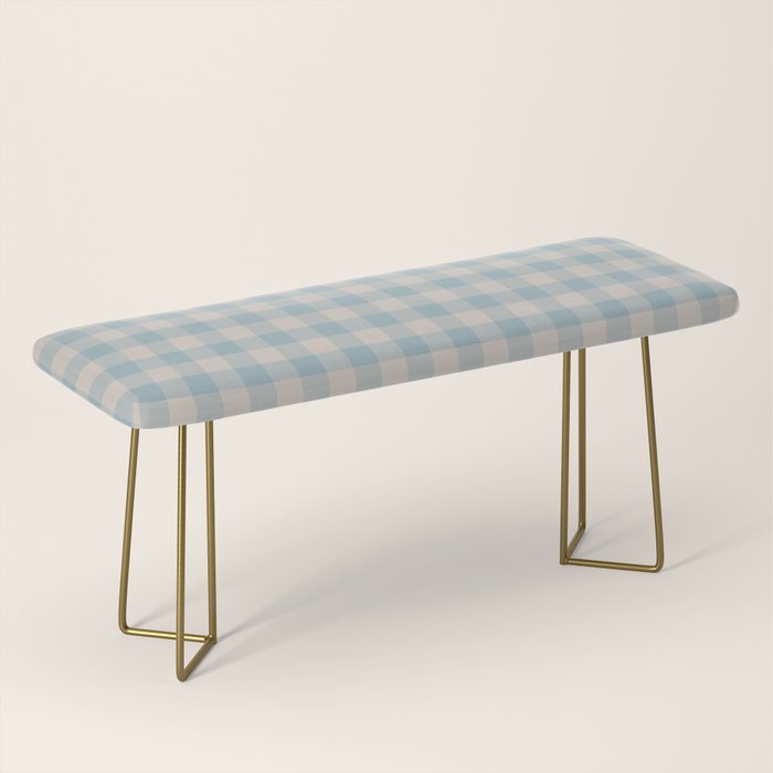 Pastel Blue Gingham Plaid Pattern Bench Gallery Image 2