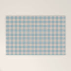 Pastel Blue Gingham Plaid Pattern Welcome Mat Gallery Image 1