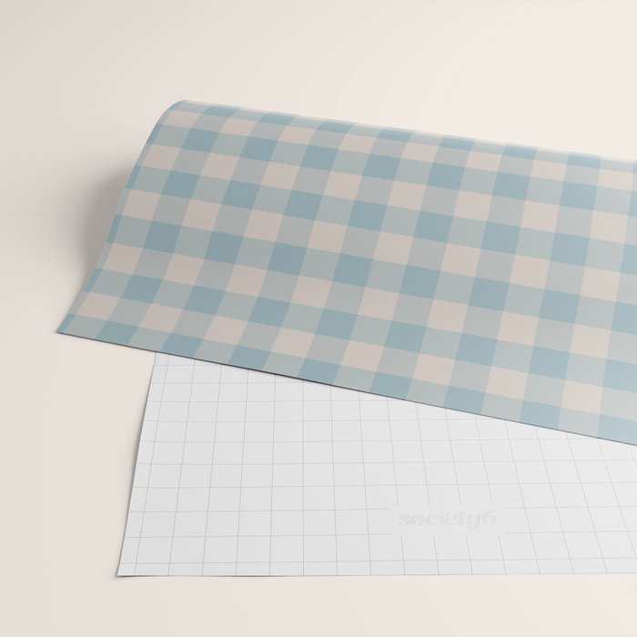 Pastel Blue Gingham Plaid Pattern Wrapping Paper Gallery Image 2