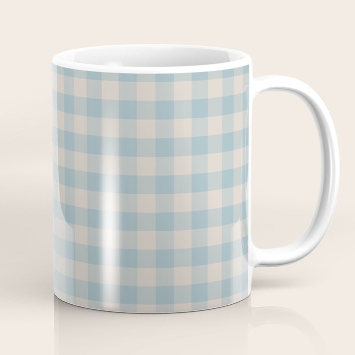 Pastel Blue Gingham Plaid Pattern Coffee Mug Gallery Image 1