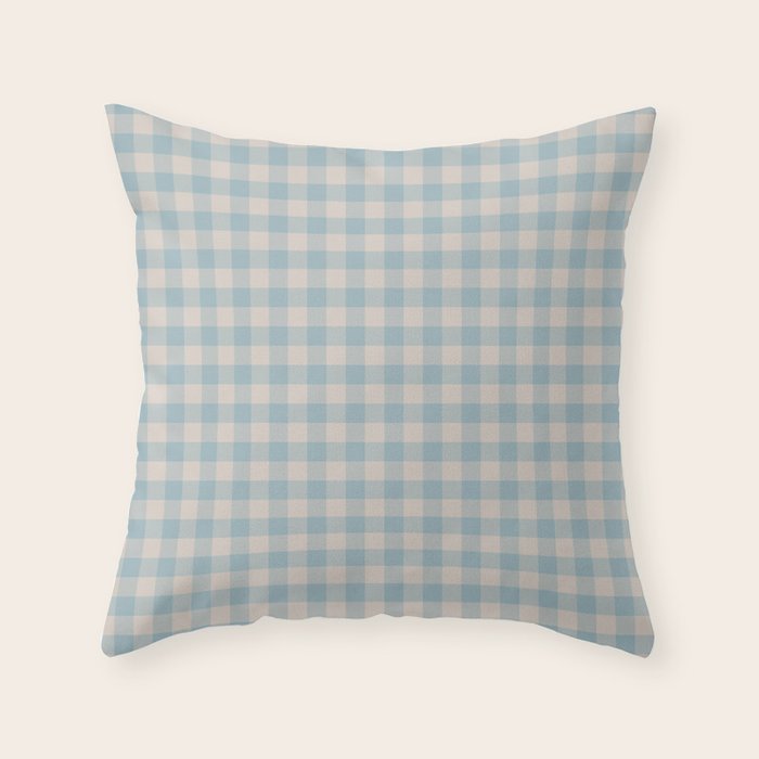 Pastel Blue Gingham Plaid Pattern Throw Pillow Gallery Image 6