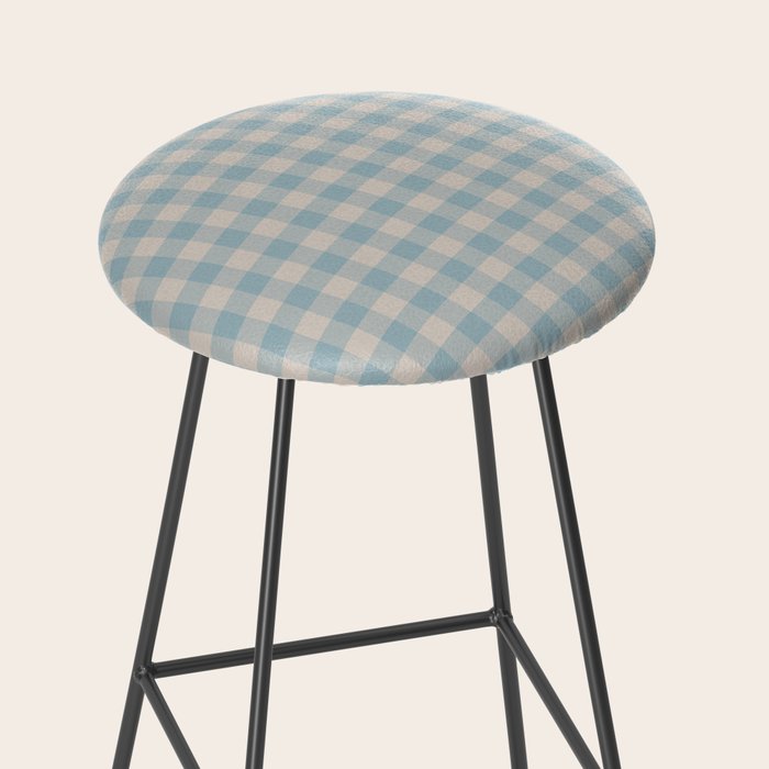 Pastel Blue Gingham Plaid Pattern Stool Gallery Image 2
