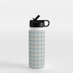 Pastel Blue Gingham Plaid Pattern Water Bottle Gallery Image 1