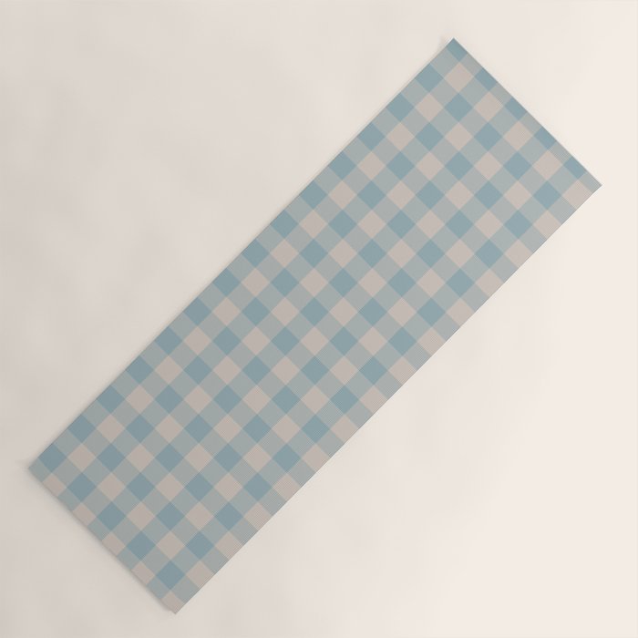 Pastel Blue Gingham Plaid Pattern Yoga Mat Gallery Image 1