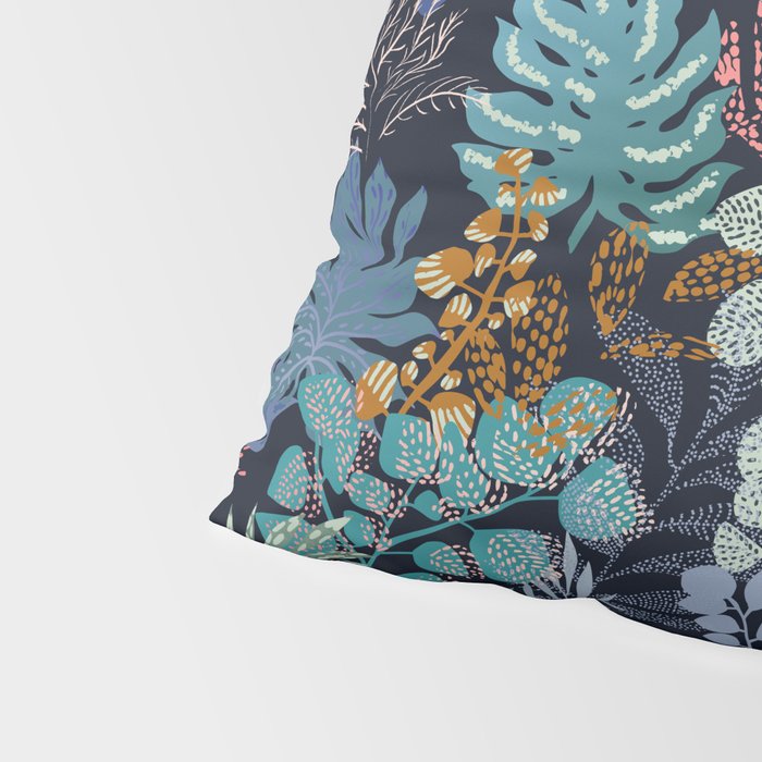tropical blue night leaves Pillow Sham Gallery Image 4
