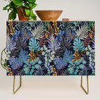 tropical blue night leaves Credenza Gallery Image 1