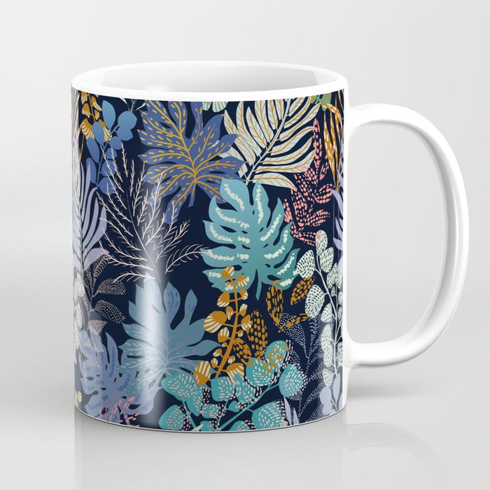 tropical blue night leaves Coffee Mug Gallery Image 1