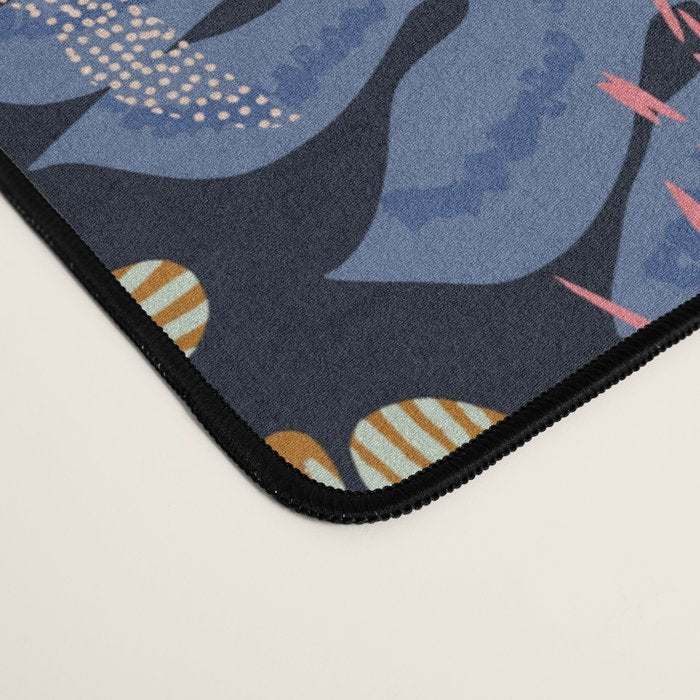 tropical blue night leaves Desk Mat Gallery Image 4