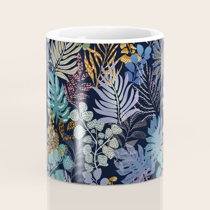 tropical blue night leaves Coffee Mug Gallery Image 4