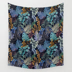 tropical blue night leaves Wall Tapestry Gallery Image 4