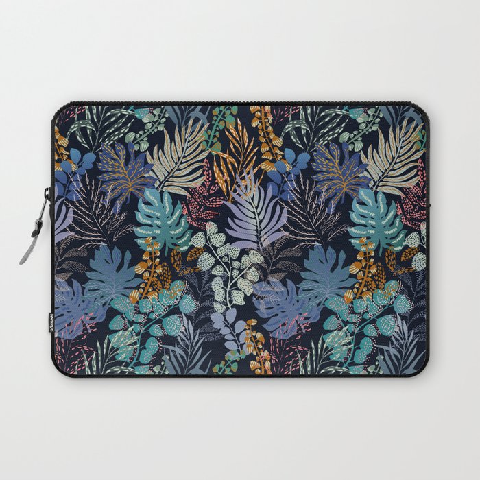 tropical blue night leaves Laptop Sleeve Gallery Image 1