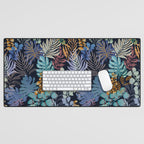 tropical blue night leaves Desk Mat Gallery Image 1