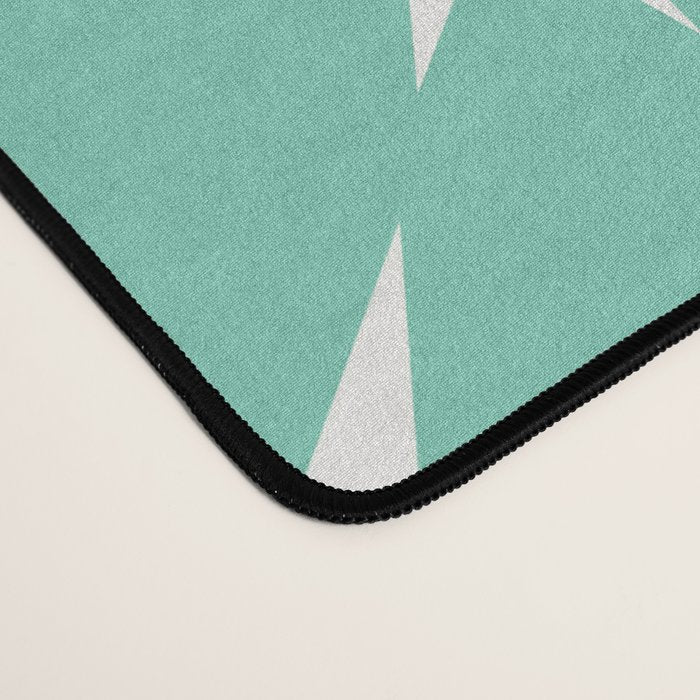 Northern Winter Star Festive Grid Pink White and Mint Green Desk Mat Gallery Image 4