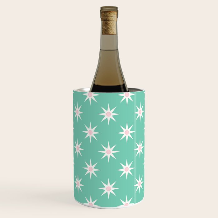 Northern Winter Star Festive Grid Pink White and Mint Green Wine Chiller Gallery Image 3